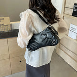 Weiyinxing Style Underarm Bag For Women 2024 New Summer Chic Silver Shoulder Bag Solid Leather Lady Handbag Totes Shopper Purse