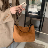 Weiyinxing pu Leather women Axillary bags Brand design ladies handbag female hobos Shoulder bag Faux Suede tote bolsa brown totes