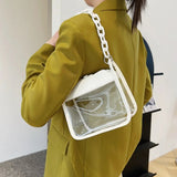 Weiyinxing Crossbody Bag for Women PVC Transparent Single Shoulder Chain Portable Messenger Bags Small Square Satchel Bag Girls Gift