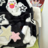 Weiyinxing Kawaii Cute Fluffy Star Backpack Cartoon Contrast Color Plush Dog Women Schoolbag Y2k Aesthetic High-capacity Backpacks