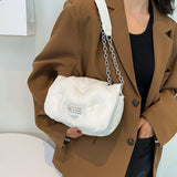 Weiyinxing Winter Fashion Womens Shoulder Bag Soft Purses and Handbags Luxury Designer Silver Solid Color Pillow Cloud Crossbody Bag