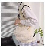 Weiyinxing Fashion Women Plush Tote Handbag Casual Fuzzy Crossbody Bag Versatile Fluffy Shoulder Bag Soft Cute Fall Winter Female Purse