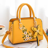 Weiyinxing Flower Handbag For Women PU Leather Shouder Bag Large Capaity Middle-aged Top-handle Bag Shopping Totes Handbag sac