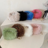 Weiyinxing Women Hobo Bag Luxury Designer Faux Fur Handbag Brand Women Bag Clutches Lady 8 Colors Plush Crossbody Bag Fashion Tote Small