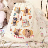 Weiyinxing Kawaii Cat Letter Print Canvas Bags Sweet Ins Students Y2k Aesthetic Schoolbag Casual Women Preppy Drawstring Backpacks