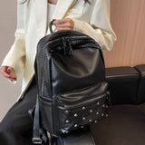 weiyinxing Designer Soft Pu Leather Women Backpack Large School Bags for Teenage Girls Ladies Shoulder Bags With Rivet Mochila Feminina