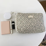 Weiyinxing Ladies Cosmetic Bag Flower Prints French Storage Bag Soft Cotton Women Travel Toiletry Bag Large Capacity Makeup Pouch