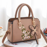 Weiyinxing Flower Handbag For Women PU Leather Shouder Bag Large Capaity Middle-aged Top-handle Bag Shopping Totes Handbag sac