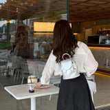 Weiyinxing Y2K Retro Silver Cute Mini Back Pack PU Leather Backpack for Women Korean Fashion School Bags Teenagers Girls Backpacks