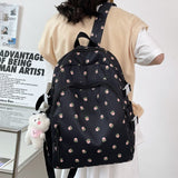 Weiyinxing Women Floral Print Laptop Book Bag Trendy Female College Backpack Girl Travel Kawaii School Bag Lady Nylon Backpack Fashion