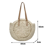Weiyinxing Straw Bag Summer Handmade Beach Bag Large Capacity Shoulder Bag Vacation Rattan Totes Outdoors Seaside Handbag Bolsas