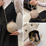 Weiyinxing Ring Portable Evening Bags Metal Sliver Round Ball Handbags for Lipstick Elegant Luxury Clutch Purse Wedding Wallets