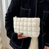 Weiyinxing Cotton Square Small Makeup Pouch Winter Quilted Padded Puffer Cosmetic Bag Nylon Puffy Mini Storage Bag Travel Toiletry Bag