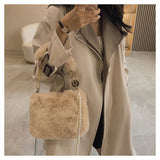 Weiyinxing Fashion Women Plush Tote Handbag Casual Fuzzy Crossbody Bag Versatile Fluffy Shoulder Bag Soft Cute Fall Winter Female Purse