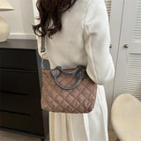 Weiyinxing Tote Bag Women Quilted Puffy Handbag Down Cotton Padded Wide Shoulder Belt Shoulder Bag Down Padding Crossbody Handbag