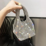 Weiyinxing Crystal Clutch Purse Bucket Shoulder Bag Rhinestone Handmade Purses and Handbags Luxury Designer Evening Clutch Bag Purse