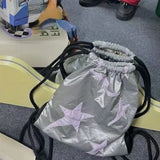 Weiyinxing Japanese Preppy Sweet Star Schoolbags Men Women Harajuku Y2k Aesthetic All Match Backpacks Drawstring Casual Kawaii Bags
