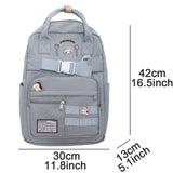 Weiyinxing Ladies Waterproof Laptop White Kawaii Badge College Book Bag Female Travel Student Girl Nylon School Backpack Women Cool