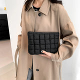 Weiyinxing Cotton Square Small Makeup Pouch Winter Quilted Padded Puffer Cosmetic Bag Nylon Puffy Mini Storage Bag Travel Toiletry Bag