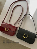 Weiyinxing Vintage Red Handbag Women Autumn High Street Elegance Pu Leather Shoulder Bag Purse Female Retro Solid Underarm Bags