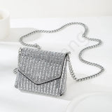 Weiyinxing Bling Chain Crossbody Bag Ladies Mini Rhinestone Small Envelop Shoulder Purse Full Diamond Messenger Evening Bag