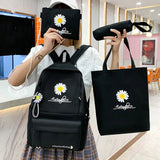 Weiyinxing Student School Backpacks New Large Capacity Travel Rucksack Fashion Canvas Daisy Print Knapsack Teenagers Girls Bookbag
