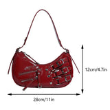 Weiyinxing Women Retro Shoulder Bag Zipper Y2k Handbag Purse Strap Adjustable Satchel Hobo Bag Vintage Armpit Bag Aesthetic Purse
