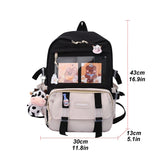 Weiyinxing Aesthetic Backpack Cute Student College Schoolbags Girls Kawaii Nylon Laptop Bagpack with Pendant Multi-Pocket Knapsack