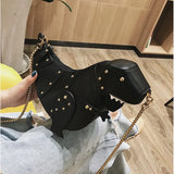 Weiyinxing Fashion 3D Dinosaur Design Rivets Pu Leather Girl's Chain Purse Shoulder Bag Tote Ladies Crossbody Mini Messenger Bag Flap