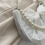 Weiyinxing Pearl Bag 2023 New Fashion Bowknot Crossbody Bag Summer Popular Women's One Shoulder Bag Trendy Printing Soft Fabric