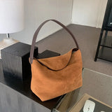 Weiyinxing pu Leather women Axillary bags Brand design ladies handbag female hobos Shoulder bag Faux Suede tote bolsa brown totes