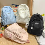 Weiyinxing New Nylon Women Backpack Female Solid Color Travel Bag Preppy Multiple Pockets Schoolbag for Teenage Girl Bookbag