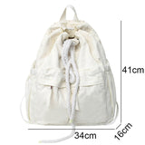 Weiyinxing Canvas Vintage Girl Leisure Drawstring Book Bag Female Brown Laptop College Backpack Women Travel School Bag Fashion Cool
