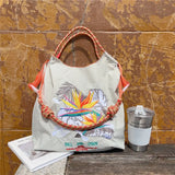 Weiyinxing Embroidery Women Shoulder Bag Designer Eco Bags for Women Rope Handle Handbags Drawstring Bag Reusable Shopper Tote