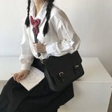 Weiyinxing College Style Girls Student Backpack School Book Bag for Women Pu Leather Lady Shoulder Bags Solid Color Crossbody Bags