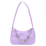 Weiyinxing Women Butterfly Chain Shoulder Bags Pure Color Casual All-match Underarm Bags Elegant Ladies Small Hobos Handbags Purses
