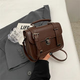 Weiyinxing Style Retro Small Square Bag Solid Color PU Leather Women's Single Shoulder Bags High-Grade Sense Lady Handbags