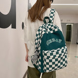 weiyinxing New Letter Printing Women Backpack Female Cool Nylon Travel Bag Fashion Plaid Portable Schoolbag College Girls Bookbag