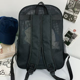 Weiyinxing Fashion Women Transparent Backpacks Mesh Backpack for Boys and Girls Light Weight Rucksack Travel Gym Bags Black Student Bag