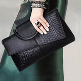 Weiyinxing Shoulder Messenger Bags Casual Crossbody Bag Black PU Leather 2024Trend Women Stone Print Chain Envelope Clutch Purses