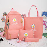 Weiyinxing Student School Backpacks New Large Capacity Travel Rucksack Fashion Canvas Daisy Print Knapsack Teenagers Girls Bookbag