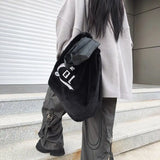 Weiyinxing 2024 Autumn/Winter Bundle Pocket Drawstring Backpack Plush Portable Shoulder Bag Unisex Lightweight Travel Backpack