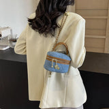 Weiyinxing Summer Lingge Small Fragrant Style Handbag Retro High end Simple Shoulder Bag French Small Crowd Chain Crossbody Bucket Bag