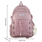 Weiyinxing College Backpack 2024 Students Aesthetic Schoolbags with Pendant Solid Color Girls Mochila Multi-Pocket Travel Rucksack