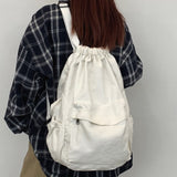 Weiyinxing Canvas Cute Drawstring College Backpack Fashion Women Laptop Book Bag Trendy Ladies Backpack Cool Girl Travel School Bags