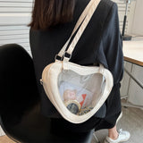 Weiyinxing Women Fashion Transparent Shoulder Bag Love Heart Shaped Pvc Clear Bag Lady Girls Underarm Casual Travel Handbag Messenger Bag