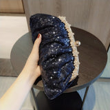 Weiyinxing Blue Clutch Bag Women Bling Sequin Purses and Handbag Diamonds Women's Wallet Chain Shoulder Female Party Clutch