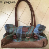 Weiyinxing Autumn Winter Bags Women's 2024 New Single Shoulder Bag Vintage Plaid Underarm Bag Small Commuter Bag Student Handbag