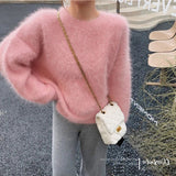 Weiyinxing Cashmere Orange Sweater Women Knitted Jumpers Casual Loose Soft Harajuku Vintage Knitwear Autumn Winter O-neck Simple O290