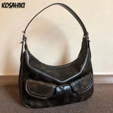 Weiyinxing New Women Vintage Underarm Bag Korean Office Lady All Match Top-Handle Bags Trendy Fashion Simple Zipper Shoulder Handbags